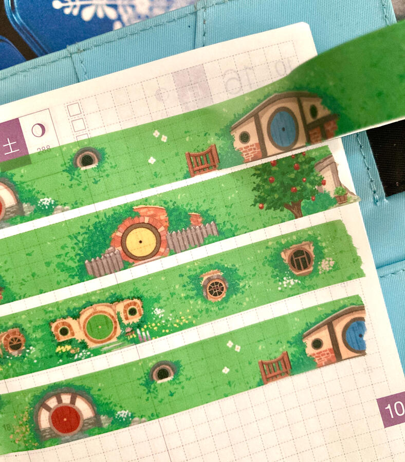 washi tape design of Hobbiton from LOTR and The Hobbit. Available on Etsy