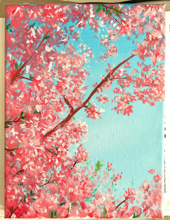 Cherry blossom acrylic painting. Available on INPRNT and Etsy