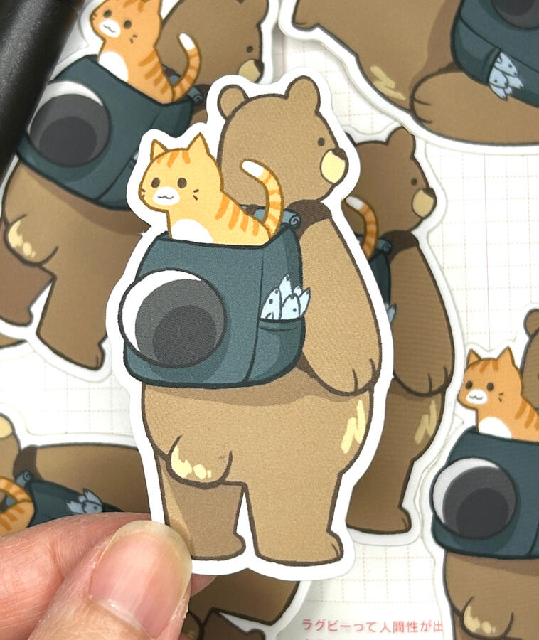 Travel Bear with Cat sticker