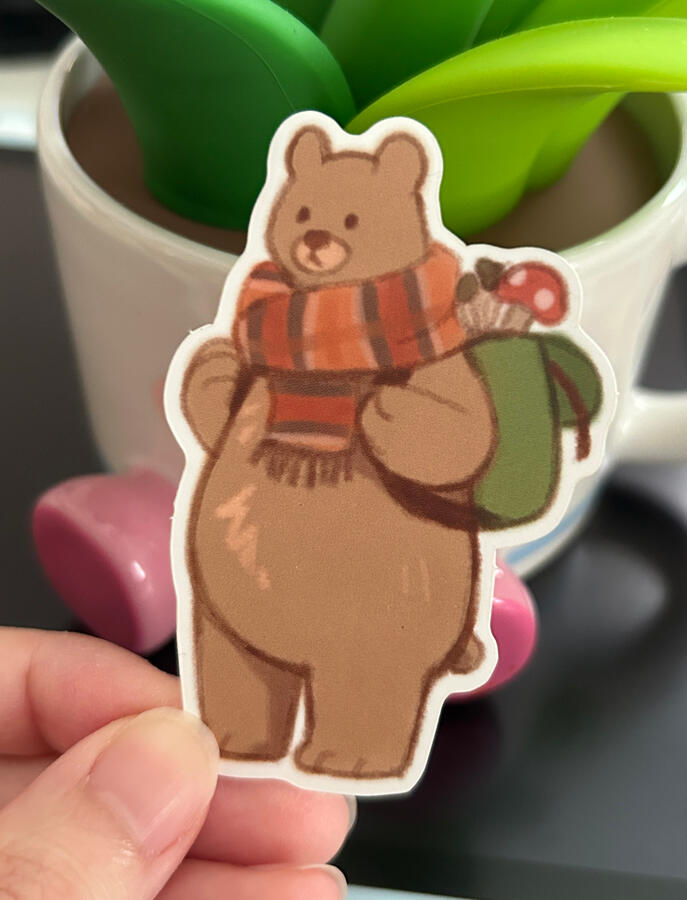 Autumn Mushroom Bear sticker